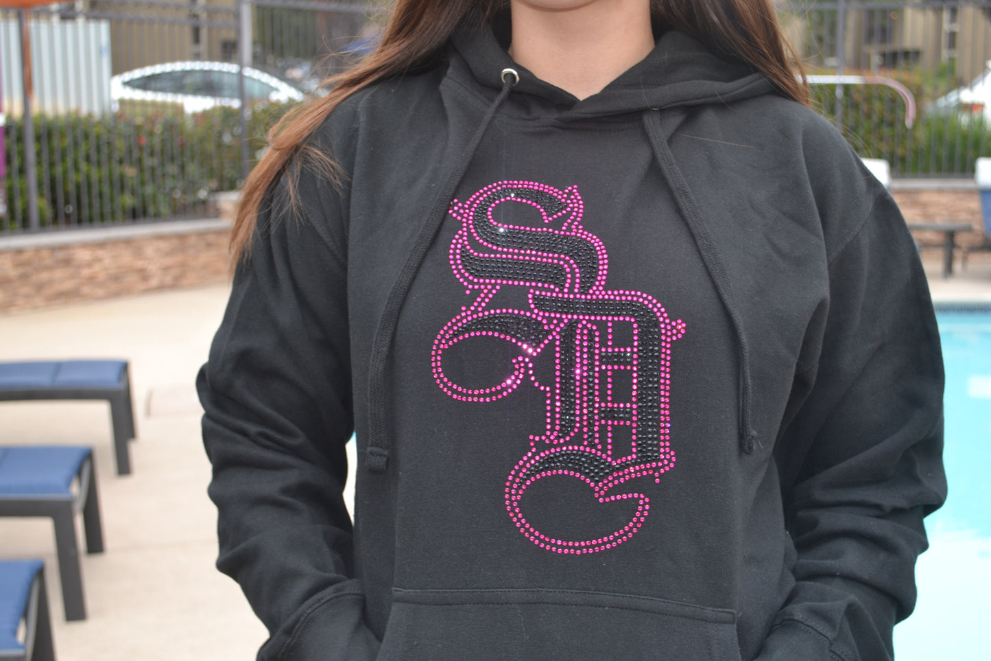 pink and black SD hoodie