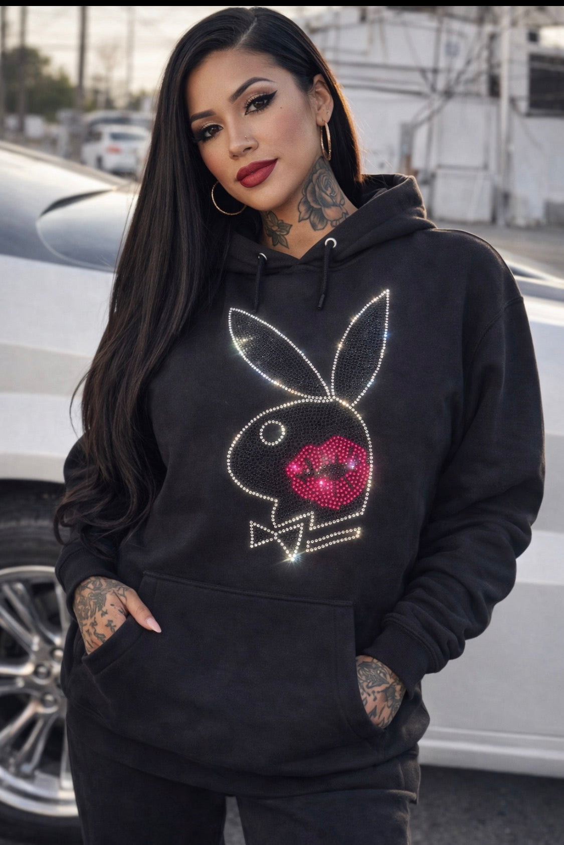 Player pink lips hoodie