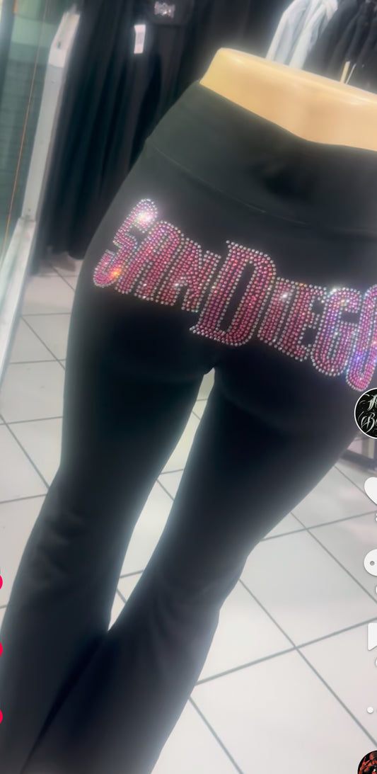Pink & silver San Diego Flare Leggings