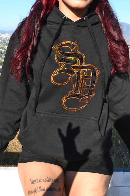 gold and black SD hoodie